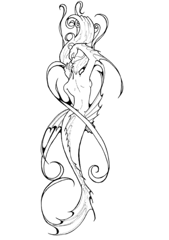 Mermaid Tattoo Coloring Page